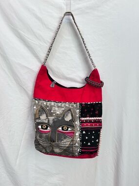Laurel Burch Whiskered Cat Medium Scoop Tote, a hobo-style handbag
